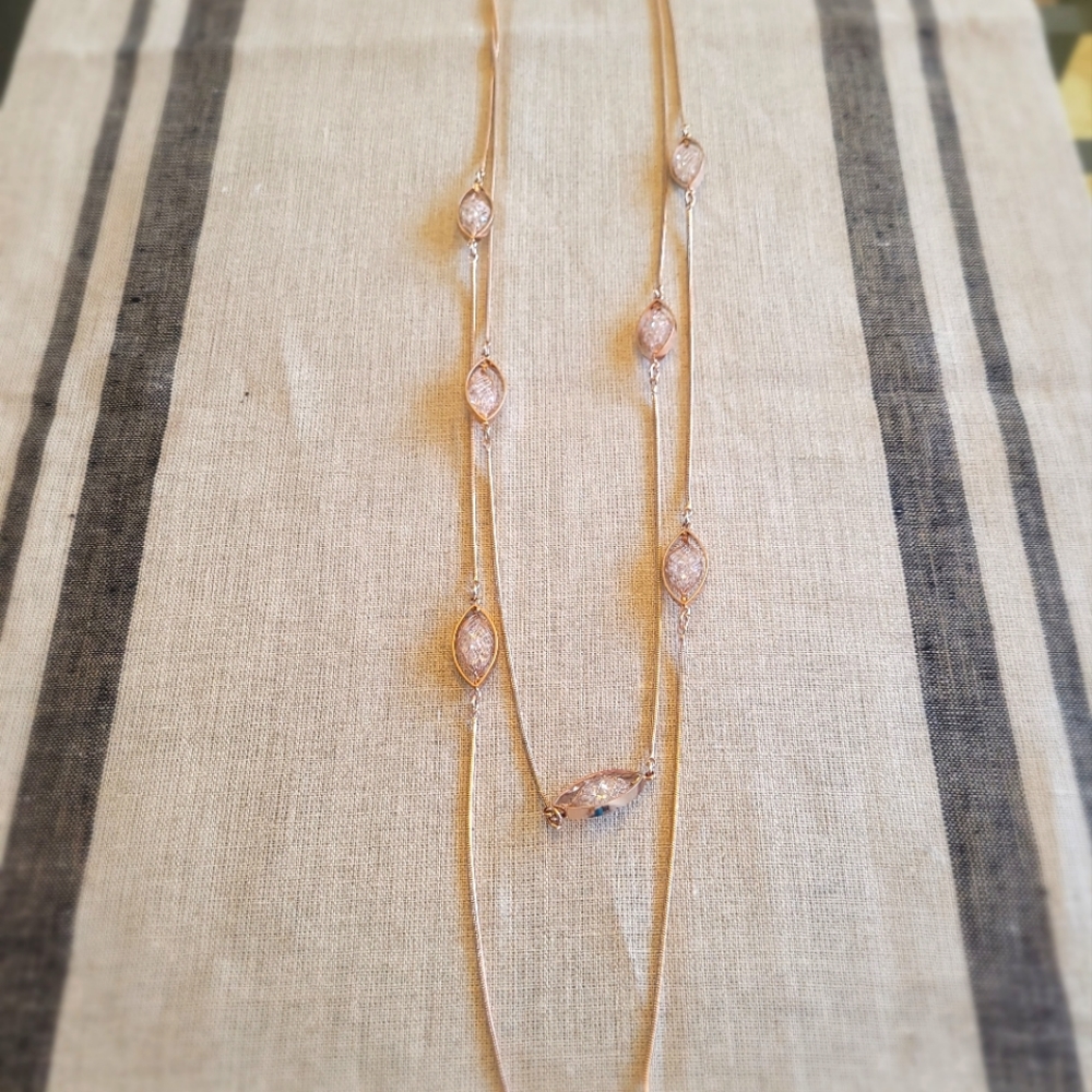 White House Black Market Rosegold Layered Long Necklace